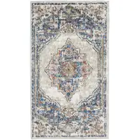 Photo of Blue And Grey Oriental Power Loom Non Skid Area Rug