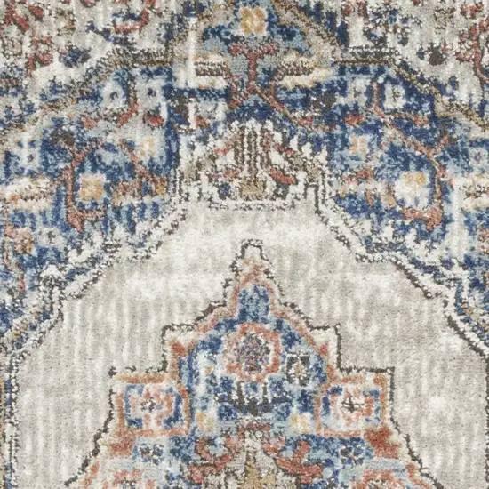 Blue And Grey Oriental Power Loom Non Skid Area Rug Photo 3