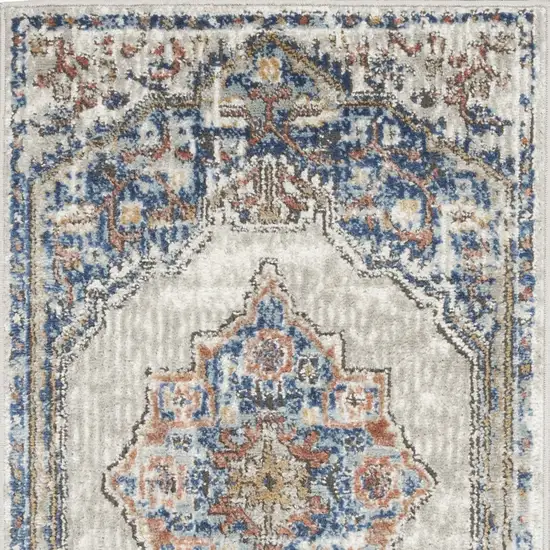 Blue And Grey Oriental Power Loom Non Skid Area Rug Photo 4