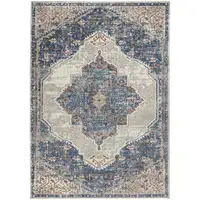 Photo of Blue And Grey Oriental Power Loom Non Skid Area Rug