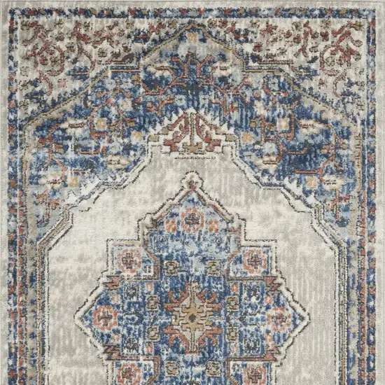 Blue And Grey Oriental Power Loom Non Skid Area Rug Photo 4