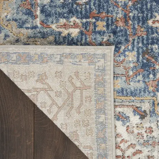 Blue And Grey Oriental Power Loom Non Skid Runner Rug Photo 7