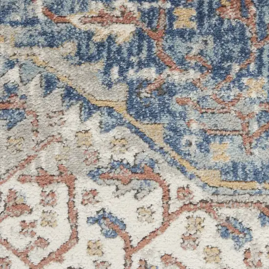 Blue And Grey Oriental Power Loom Non Skid Runner Rug Photo 7