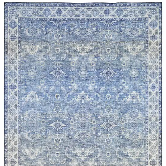 Blue and Gray Oriental Power Loom Area Rug Photo 5