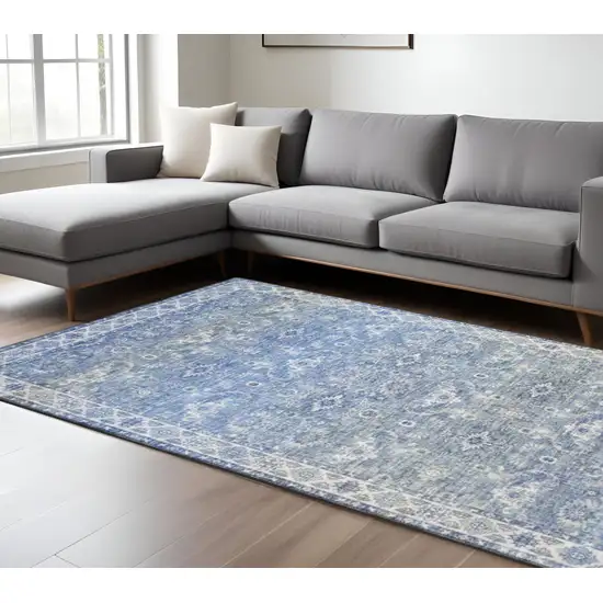 Blue and Gray Oriental Power Loom Area Rug Photo 1