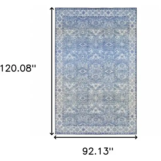 Blue and Gray Oriental Power Loom Area Rug Photo 3