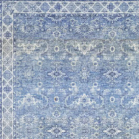 Blue and Gray Oriental Power Loom Area Rug Photo 4