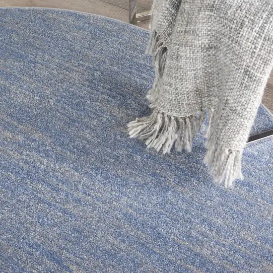 Blue And Grey Round Striped Non Skid Indoor Outdoor Area Rug Photo 6