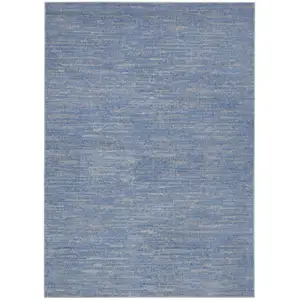 Photo of Blue And Grey Striped Non Skid Indoor Outdoor Area Rug