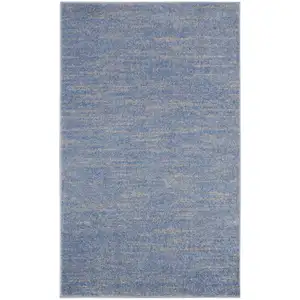 Photo of Blue And Grey Striped Non Skid Indoor Outdoor Area Rug