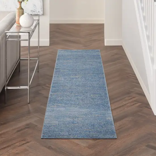 Blue And Grey Striped Non Skid Indoor Outdoor Runner Rug Photo 6