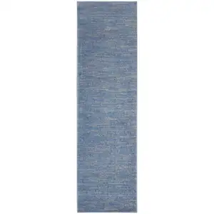 Photo of Blue And Grey Striped Non Skid Indoor Outdoor Runner Rug