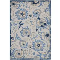 Photo of Blue And Grey Toile Non Skid Indoor Outdoor Area Rug