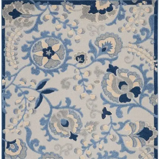 Blue And Grey Toile Non Skid Indoor Outdoor Area Rug Photo 4