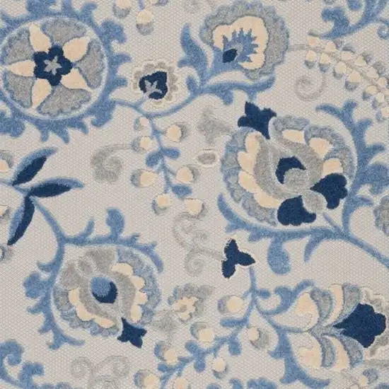 Blue And Grey Toile Non Skid Indoor Outdoor Area Rug Photo 3