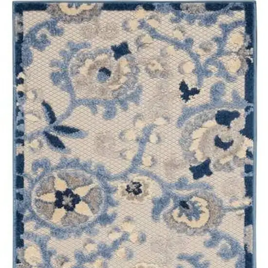 Blue And Grey Toile Non Skid Indoor Outdoor Runner Rug Photo 4