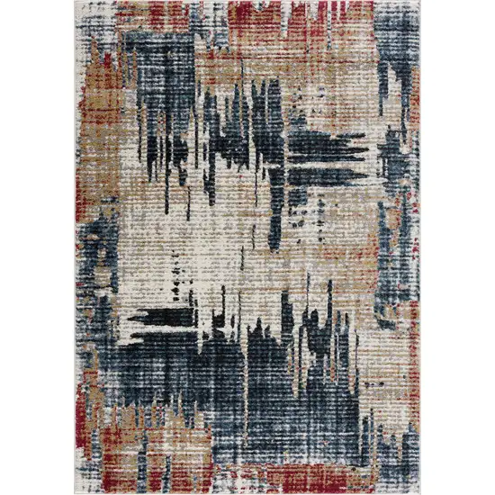 Blue And Ivory Abstract Area Rug Photo 5