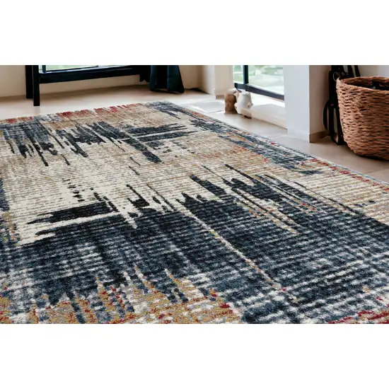 Blue And Ivory Abstract Area Rug Photo 1