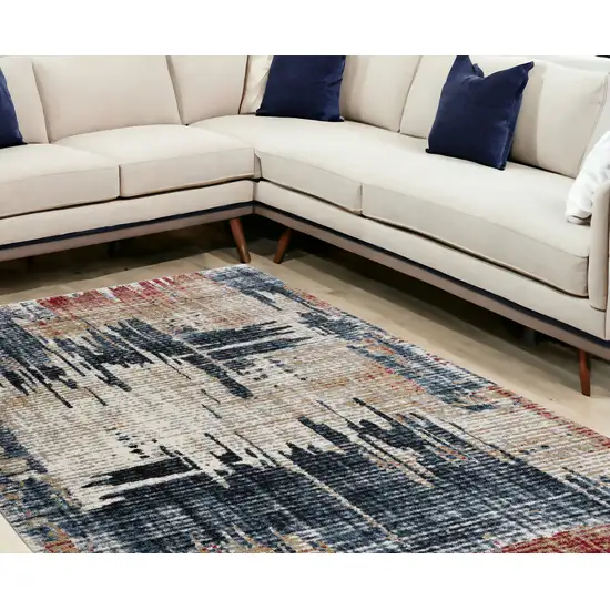 Blue And Ivory Abstract Area Rug Photo 1