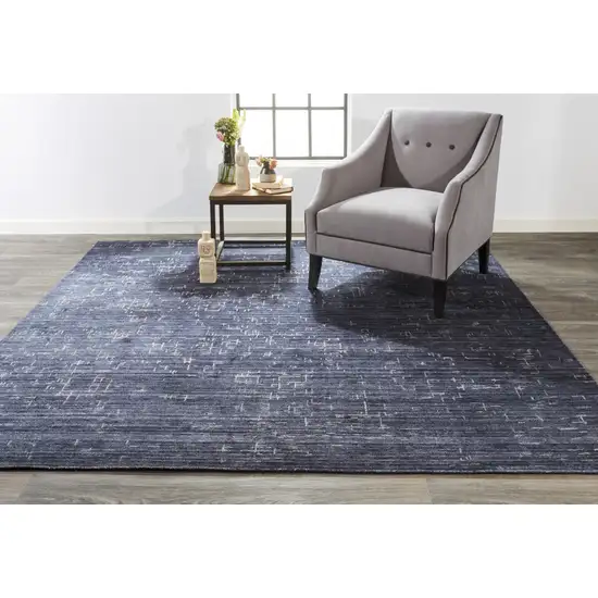 Blue And Ivory Abstract Hand Woven Area Rug Photo 6