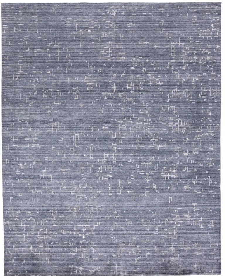 Blue And Ivory Abstract Hand Woven Area Rug Photo 1