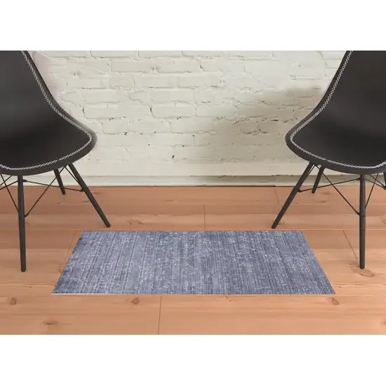 Blue And Ivory Abstract Hand Woven Area Rug Photo 2