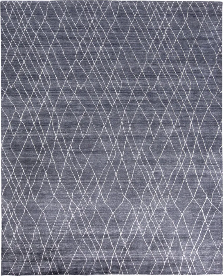 Blue And Ivory Abstract Hand Woven Area Rug Photo 1