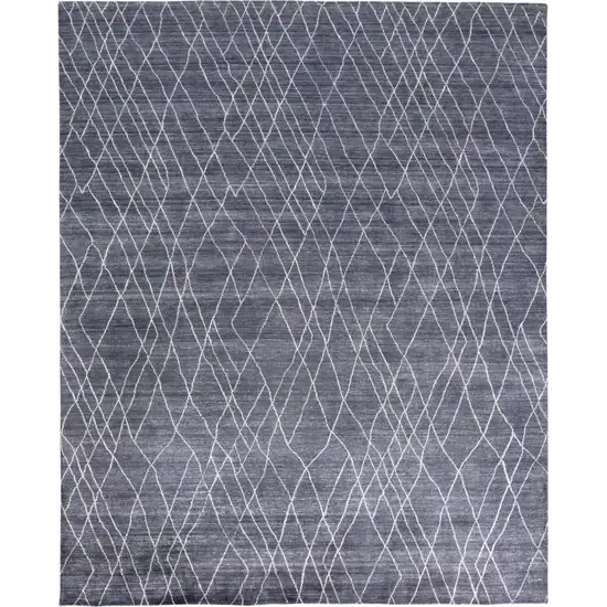 Blue And Ivory Abstract Hand Woven Area Rug Photo 1