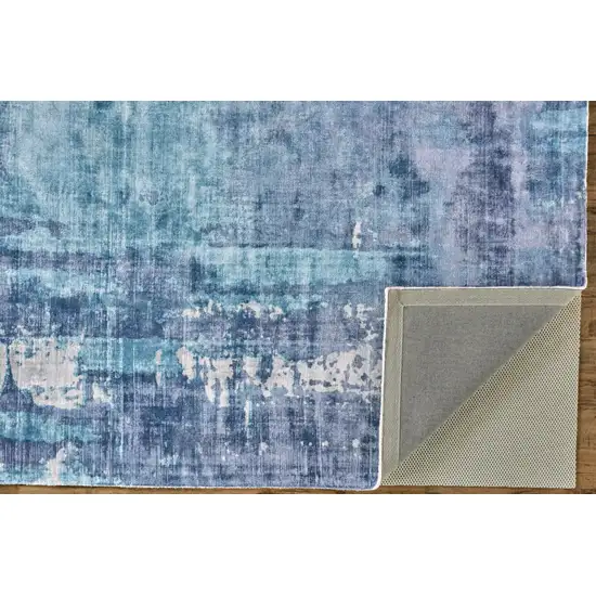 Blue And Ivory Abstract Hand Woven Area Rug Photo 4