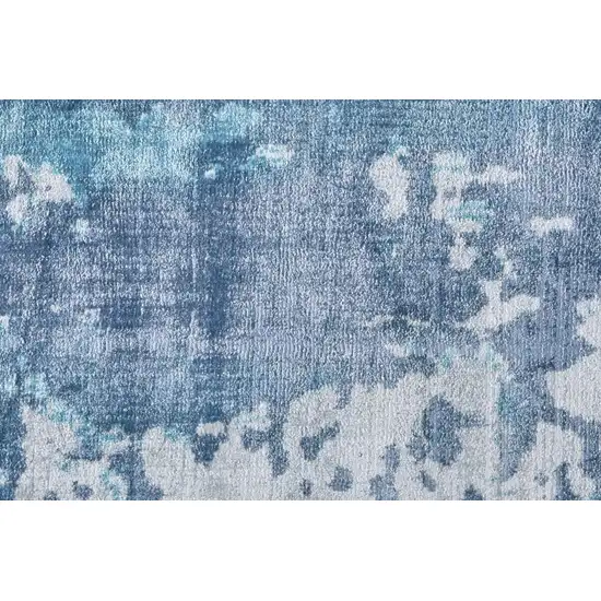 Blue And Ivory Abstract Hand Woven Area Rug Photo 7