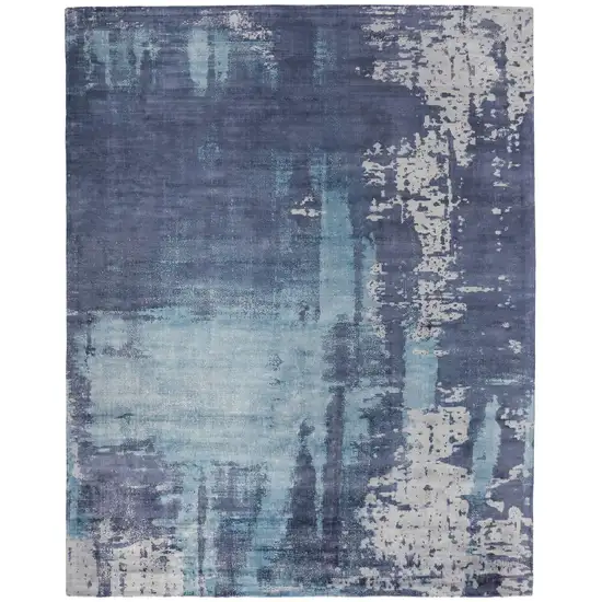 Blue And Ivory Abstract Hand Woven Area Rug Photo 1