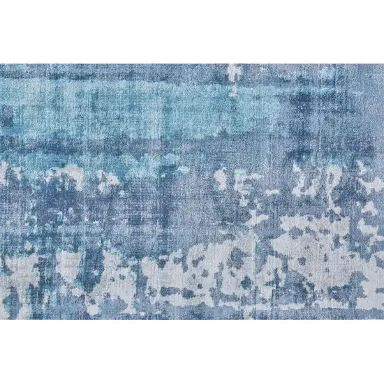 Blue And Ivory Abstract Hand Woven Area Rug Photo 8