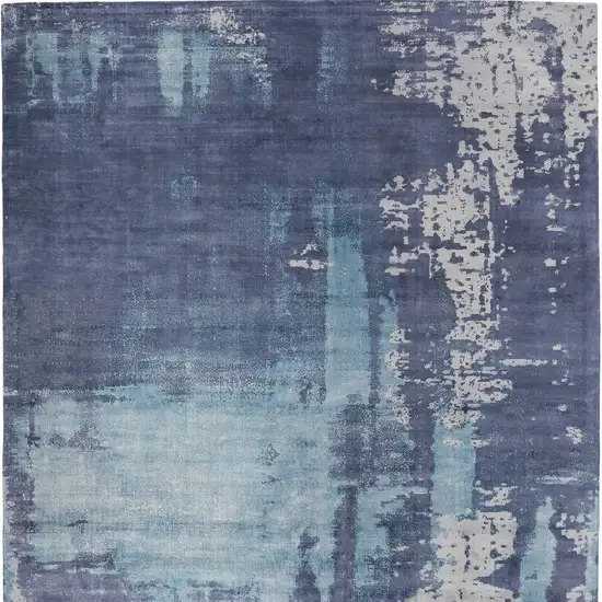 Blue And Ivory Abstract Hand Woven Area Rug Photo 10