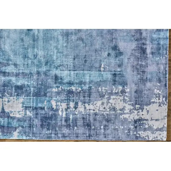 Blue And Ivory Abstract Hand Woven Area Rug Photo 4