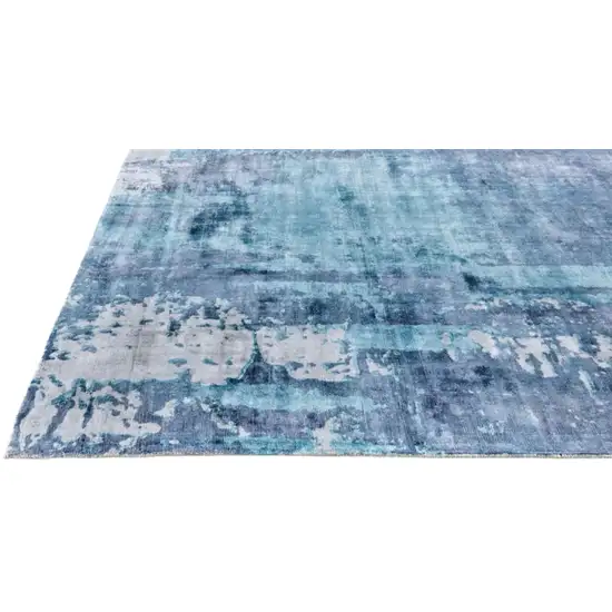 Blue And Ivory Abstract Hand Woven Area Rug Photo 4