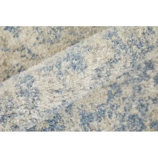 Blue And Ivory Abstract Power Loom Distressed Area Rug Photo 9