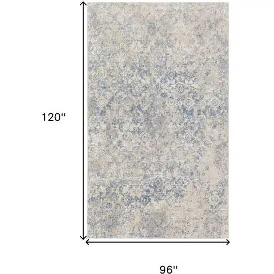 Blue And Ivory Abstract Power Loom Distressed Area Rug Photo 10