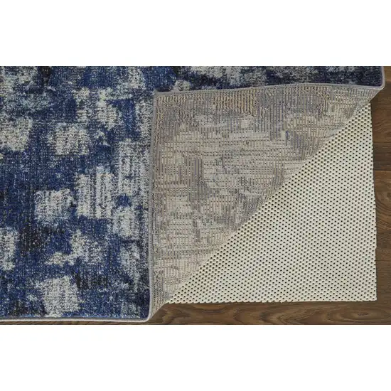 Blue And Ivory Abstract Power Loom Distressed Stain Resistant Area Rug Photo 3