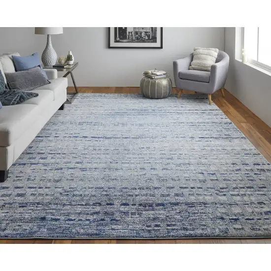 Blue And Ivory Abstract Power Loom Stain Resistant Area Rug Photo 5