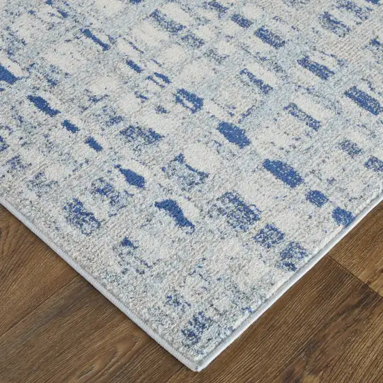 Blue And Ivory Abstract Power Loom Stain Resistant Area Rug Photo 8