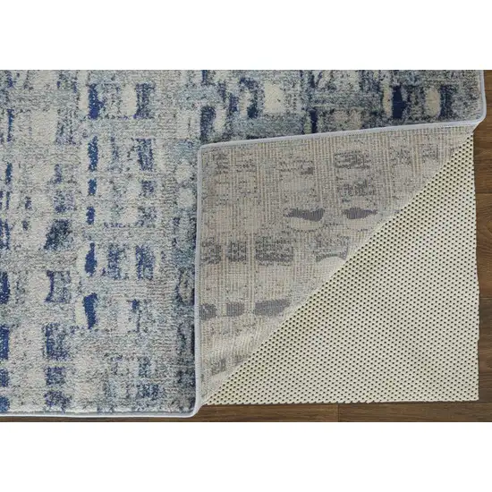 Blue And Ivory Abstract Power Loom Stain Resistant Area Rug Photo 3