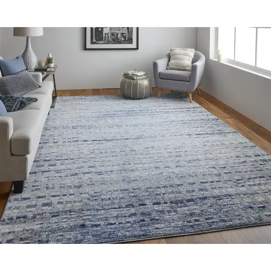 Blue And Ivory Abstract Power Loom Stain Resistant Area Rug Photo 6