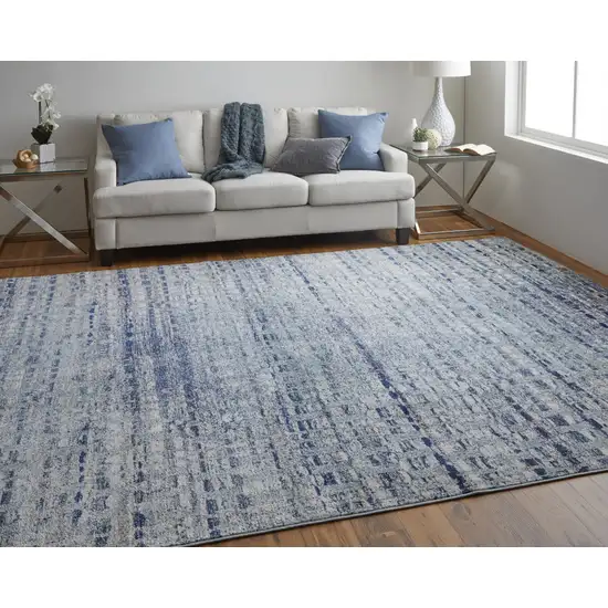 Blue And Ivory Abstract Power Loom Stain Resistant Area Rug Photo 7