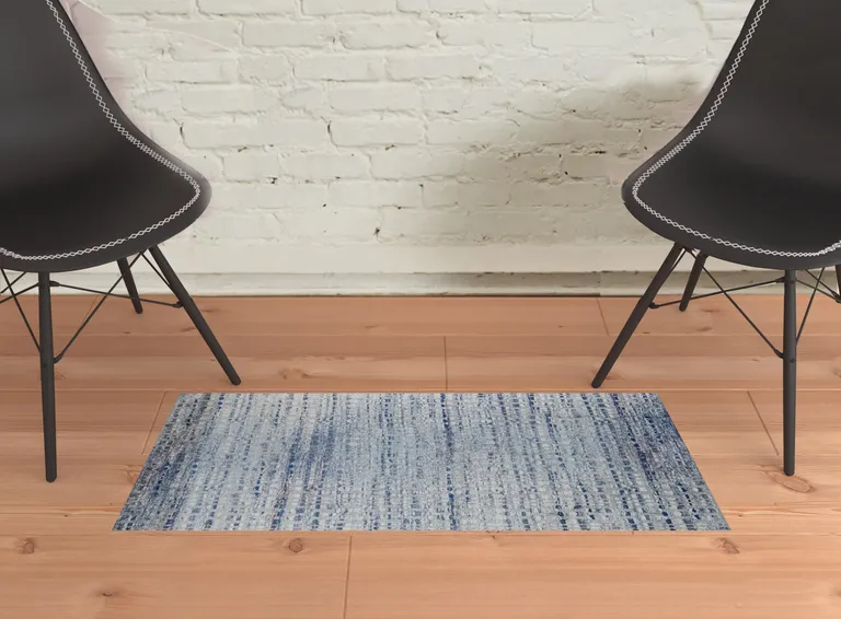 Blue And Ivory Abstract Power Loom Stain Resistant Area Rug Photo 2