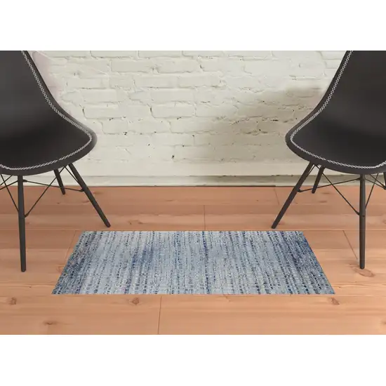 Blue And Ivory Abstract Power Loom Stain Resistant Area Rug Photo 2