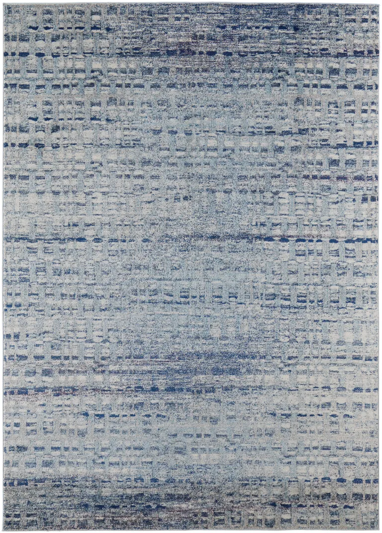 Blue And Ivory Abstract Power Loom Stain Resistant Area Rug Photo 1