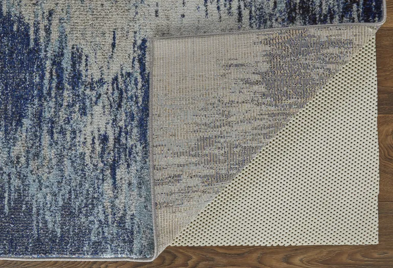 Blue And Ivory Abstract Power Loom Stain Resistant Area Rug Photo 3