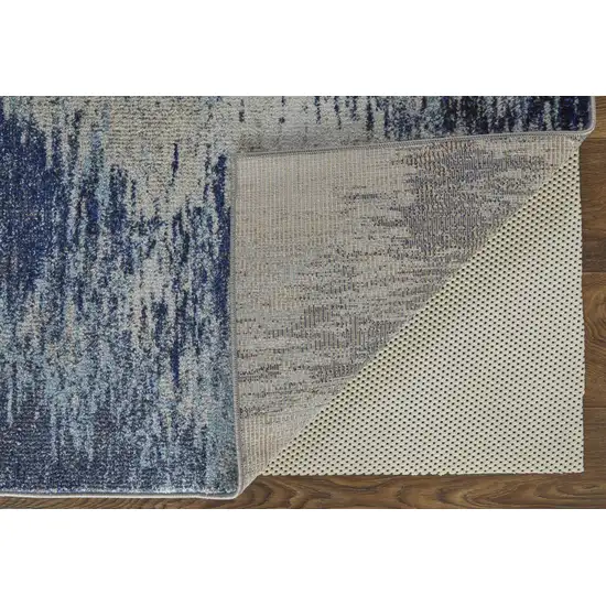 Blue And Ivory Abstract Power Loom Stain Resistant Area Rug Photo 3