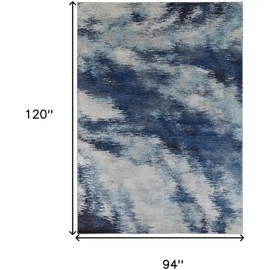 Blue And Ivory Abstract Power Loom Stain Resistant Area Rug Photo 8