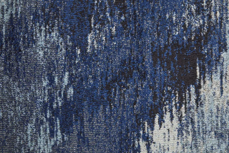 Blue And Ivory Abstract Power Loom Stain Resistant Area Rug Photo 4